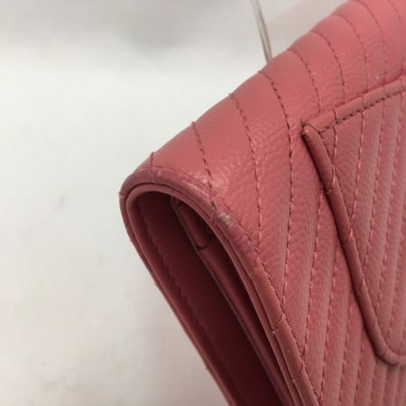  CHANEL シャネル レディース長財布 二つ折り Vステッチ ココマーク ピンク