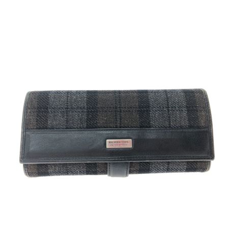  BURBERRY BLACK LABEL バーバリーブラックレーベル ユニセックス 長財布 キャンバス×レザー チェック ブラック×グレー