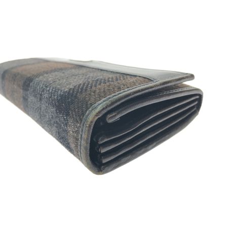  BURBERRY BLACK LABEL バーバリーブラックレーベル ユニセックス 長財布 キャンバス×レザー チェック ブラック×グレー