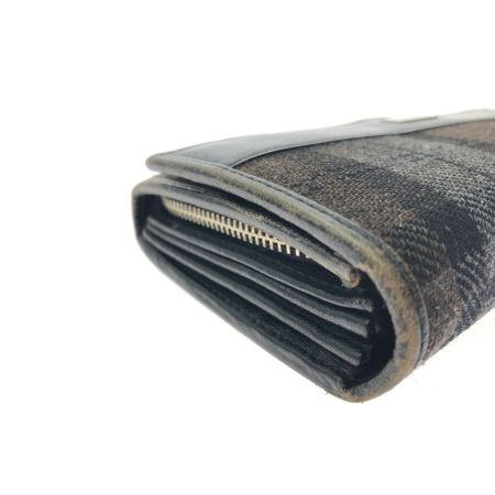  BURBERRY BLACK LABEL バーバリーブラックレーベル ユニセックス 長財布 キャンバス×レザー チェック ブラック×グレー