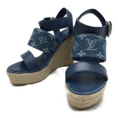  LOUIS VUITTON ルイヴィトン レディースサンダル ウェッジソール スターボード・ライン 1A7RA8 スカイブルー Aランク