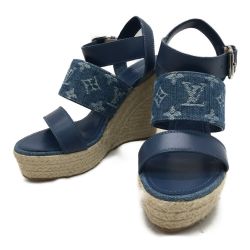 ▼▼ LOUIS VUITTON ルイヴィトン レディースサンダル ウェッジソール スターボード・ライン 1A7RA8 スカイブルー Aランク