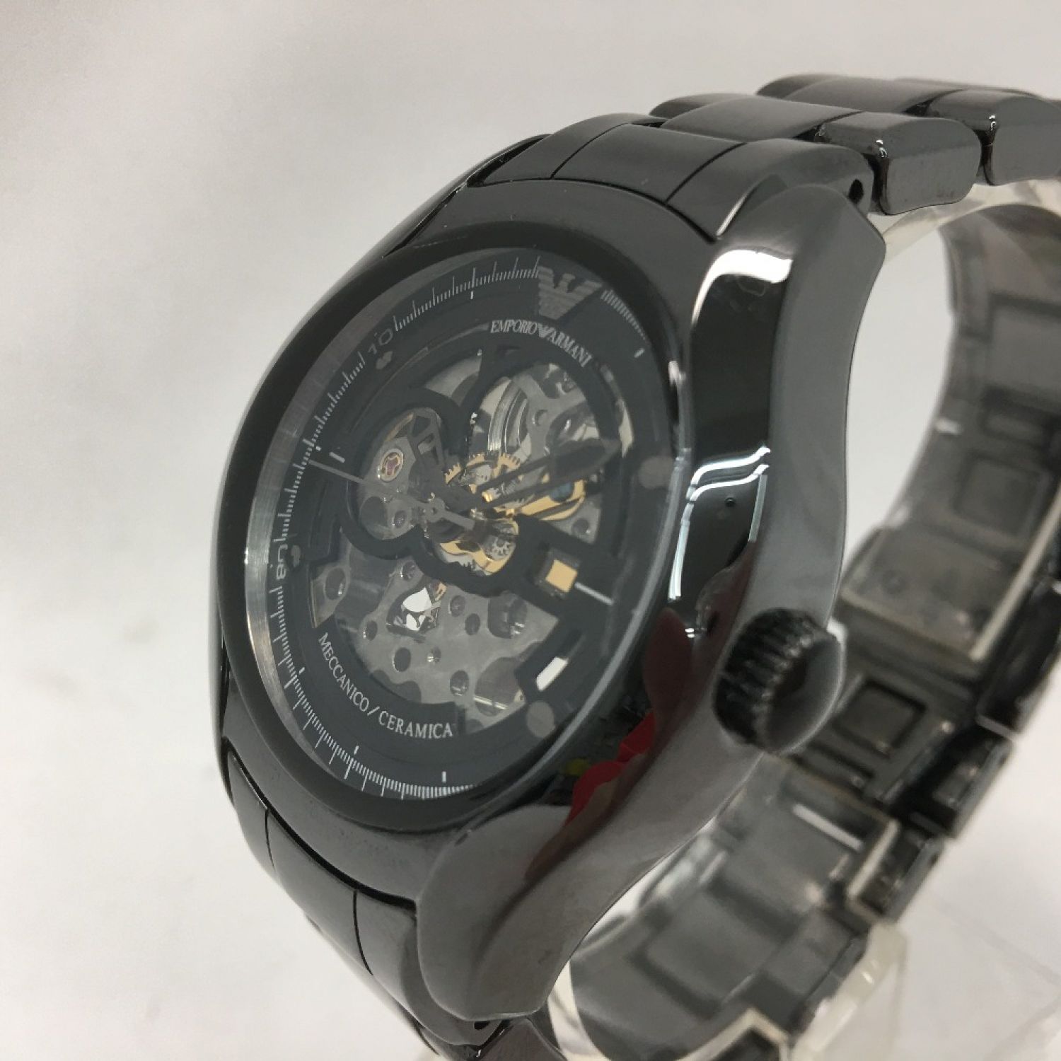 【新品未使用】エンポリオアルマーニ メンズ腕時計★自動巻きスケルトン ブラック黒