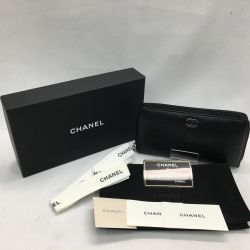 ▼▼ CHANEL シャネル レディース長財布 ラウンドファスナー カメリア ブラック Bランク