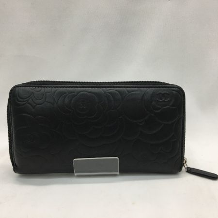  CHANEL シャネル レディース長財布 ラウンドファスナー カメリア ブラック