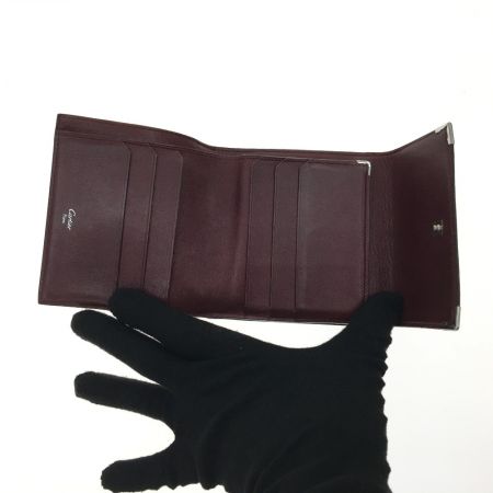  Cartier カルティエ レディース 三つ折り財布 カーフ コンパクトウォレット ブラック