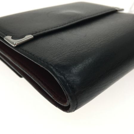  Cartier カルティエ レディース 三つ折り財布 カーフ コンパクトウォレット ブラック