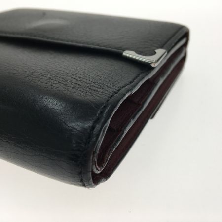  Cartier カルティエ レディース 三つ折り財布 カーフ コンパクトウォレット ブラック
