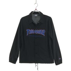 ▼▼ THRASHER スラッシャー メンズ コーチジャケット ×Champion M ブラック Bランク