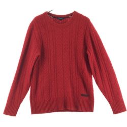 ▼▼ BURBERRY LONDON バーバリーロンドン メンズ クルーネックニット Mサイズ レッド Bランク