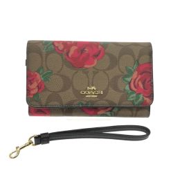 ▼▼ COACH コーチ 2つ折り財布 シグネチャー フローラル 花 アウトレット レディース F39191 Bランク