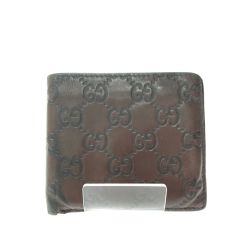 ▼▼ GUCCI グッチ メンズ 二つ折り財布 グッチシマ シグネチャー レザー 146223 ブラウン Cランク