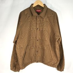 ▼▼ Supreme シュプリーム HOUNDSTOOTH LOGOS SNAP FRONT JACKET SIZE L ブラウン Aランク