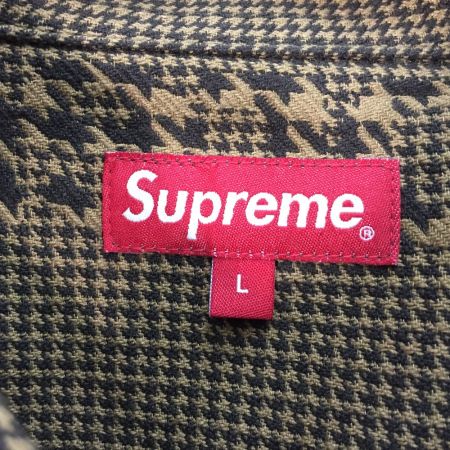  Supreme シュプリーム HOUNDSTOOTH LOGOS SNAP FRONT JACKET SIZE L ブラウン