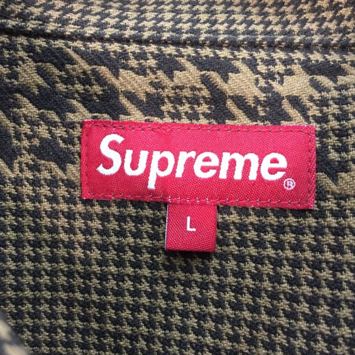 Supreme シュプリーム HOUNDSTOOTH LOGOS SNAP FRONT JACKET SIZE L  ブラウン｜中古｜なんでもリサイクルビッグバン