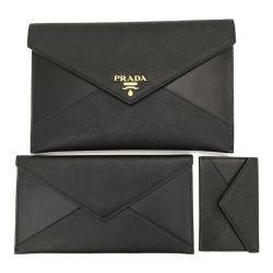 ▼▼ PRADA プラダ サフィアーノレザー ドキュメントホルダーセット 3点セット 1MF014 2EEP F0002 ブラック Aランク