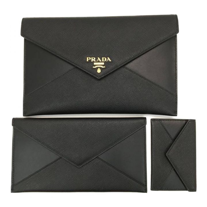 PRADA プラダ サフィアーノレザー ドキュメントホルダーセット 3点セット 1MF014 2EEP F0002  ブラック｜中古｜なんでもリサイクルビッグバン