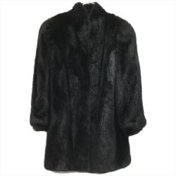 ▼▼ イワサキ レディースコート 毛皮 ミンク ネーム刺繍入り 13号 ブラック Bランク