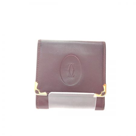  Cartier カルティエ レディース コインケース マストライン カーフレザー ボルドー