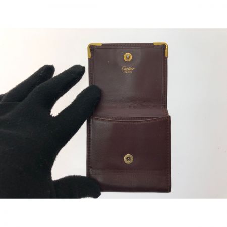  Cartier カルティエ レディース コインケース マストライン カーフレザー ボルドー