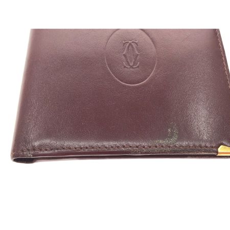  Cartier カルティエ レディース 二つ折り財布 マストライン ゴールド金具 ボルドー
