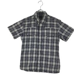 ▼▼ The Flat Head フラッドヘッド メンズ 半袖シャツ チェック サイズ38 ライトグレー Bランク