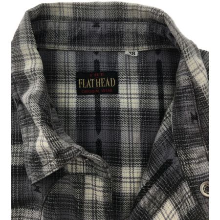  The Flat Head フラッドヘッド メンズ 半袖シャツ チェック サイズ38 ライトグレー