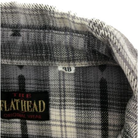  The Flat Head フラッドヘッド メンズ 半袖シャツ チェック サイズ38 ライトグレー