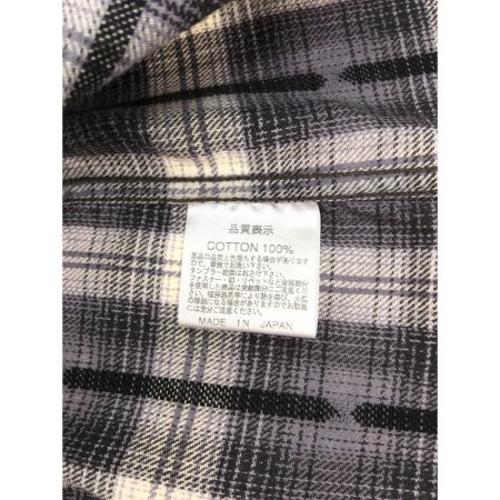  The Flat Head フラッドヘッド メンズ 半袖シャツ チェック サイズ38 ライトグレー