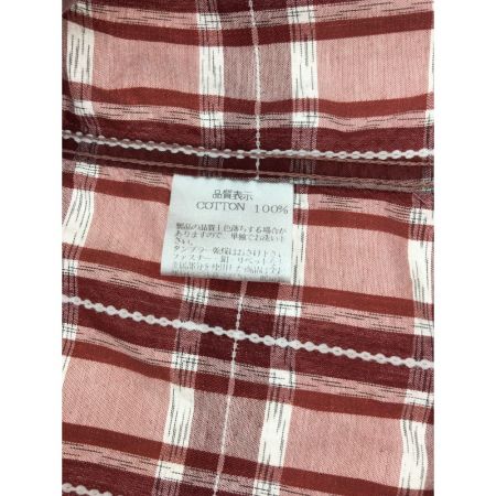  The Flat Head フラッドヘッド メンズ 半袖シャツ チェック サイズ38 レッド