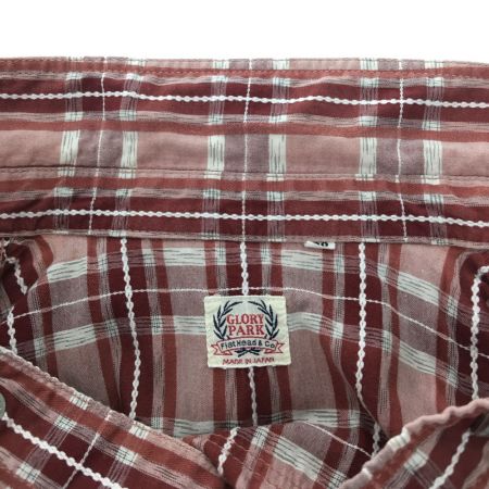  The Flat Head フラッドヘッド メンズ 半袖シャツ チェック サイズ38 レッド