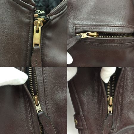  KADOYA シングル ライダースジャケット 革ジャン レザージャケット ブラウン