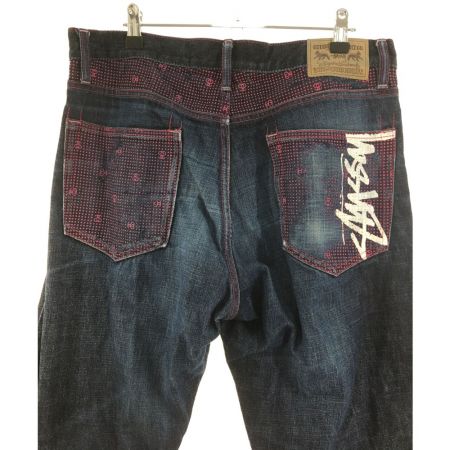  stussy ステューシ メンズ デニム 水玉プリント S  ネイビー