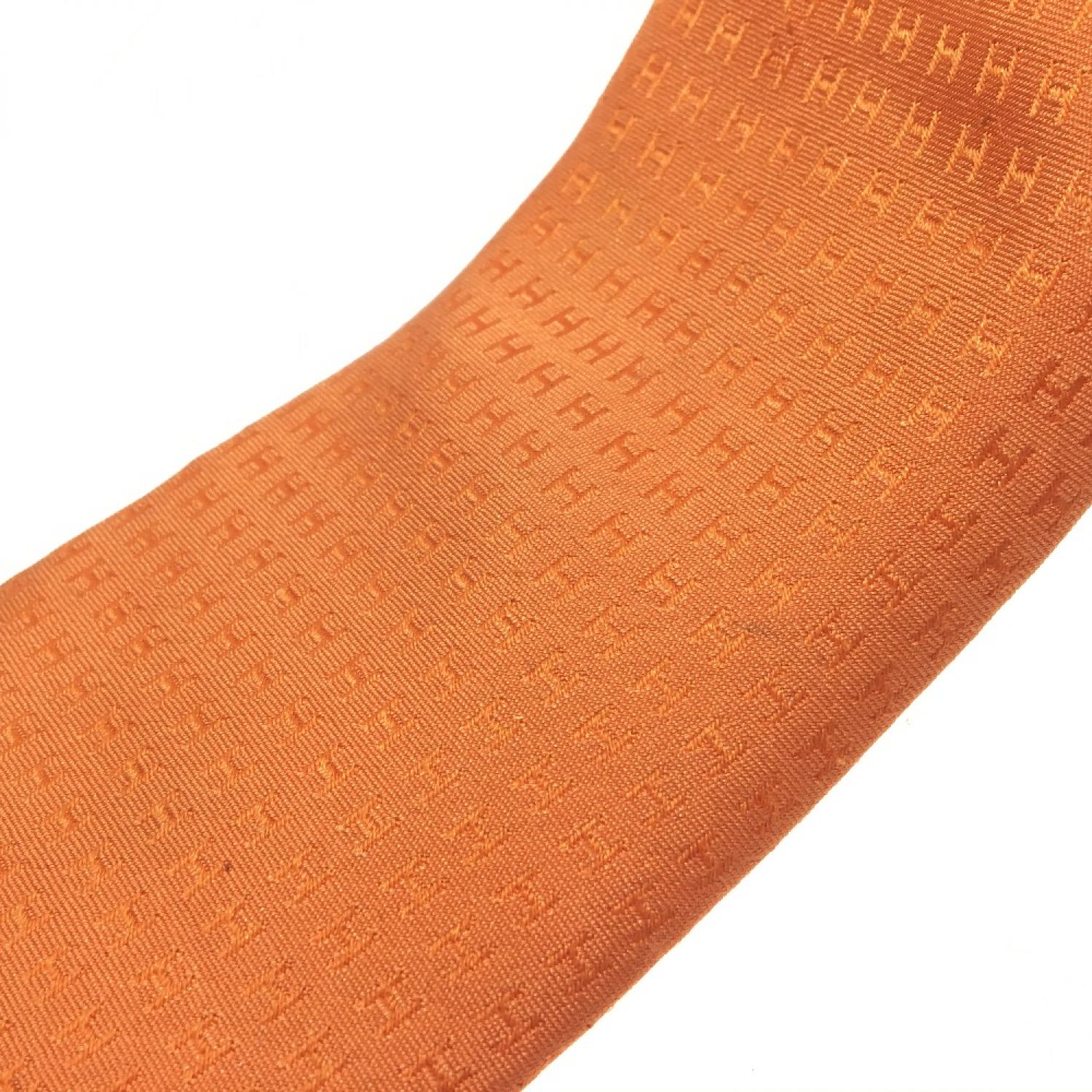 新品 エルメス ネクタイ オレンジ 袋付き Hermes 正規品 本物 みかん色