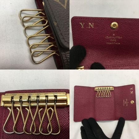  LOUIS VUITTON ルイヴィトン モノグラム キーケース ミュルティクレ6 イニシャル入 フューシャ M60701