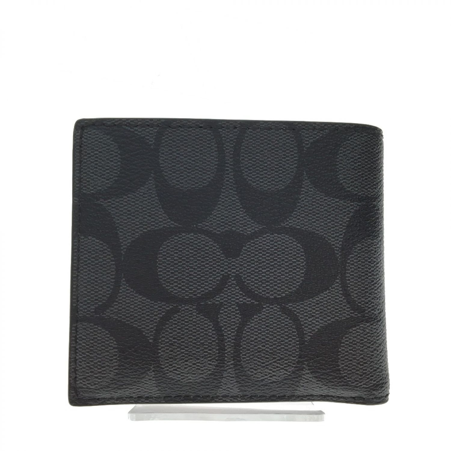中古 Coach コーチ メンズ 二つ折り財布 シグネチャー F チャコール ブラック Aランク なんでもリサイクルビッグバン オンラインショップ