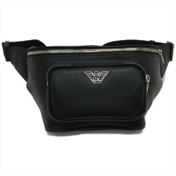 ▼▼ EMPORIO ARMANI エンポリオアルマーニ メンズ ウエストバッグ イーグルプレート Y4O238 YLA0E ブラック Aランク