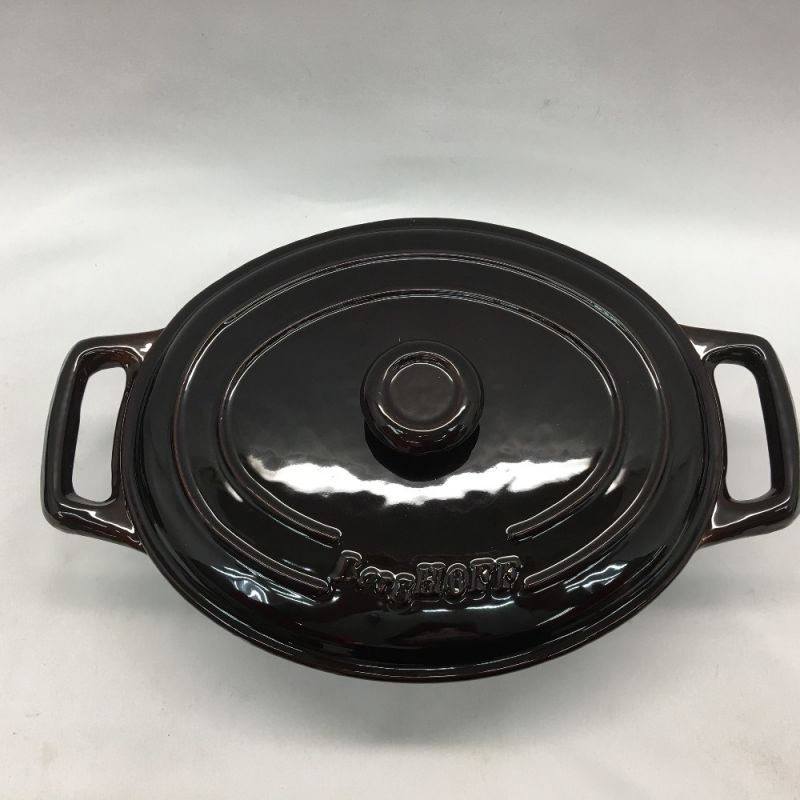 中古】 BergHoff バーグホフ 両手鍋 鋳物 オーバル 25㎝ ブラウン 