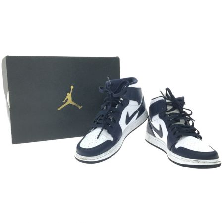  NIKE ナイキ スニーカー AIR JORDAN 1 MID White Metallic Gold Obsidian 554724-174 ホワイト×ブルー