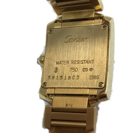  Cartier カルティエ レディース腕時計 クオーツ タンクフランセーズ 18K 金無垢 2385