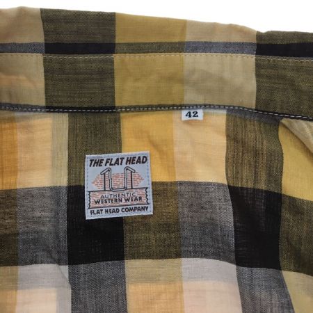  The Flat Head フラッドヘッド メンズ 長袖シャツ チェック 42 イエロー