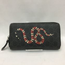 ▼▼ GUCCI グッチ メンズ ラウンドファスナー長財布 GGスプリーム  451273-203887 ブラック Cランク