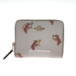 ▼▼ COACH コーチ レディースコンパクトウォレット ピッグプリント  F87916 ホワイト Bランク
