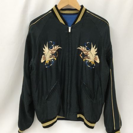  東洋 スカジャン リバーシブル SIZE M TT13838 ブラック×ブルー 刺繍ほつれ有