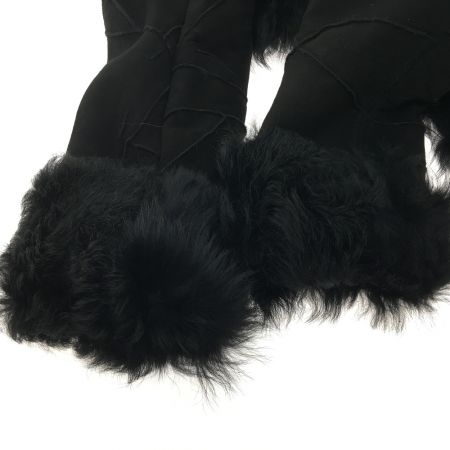  ZOEE レディース ムートンコート ラム フード付き ブラック