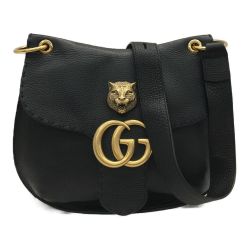 ▼▼ GUCCI グッチ ショルダーバッグ GGマーモント キャットヘッド 409154 ブラック Bランク