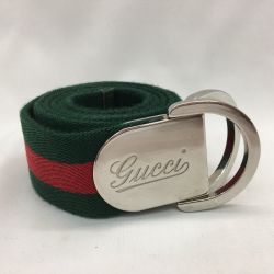 ▼▼ GUCCI グッチ トリコロール シェリーライン ベルト 189812-1476 グリーン×レッド Bランク