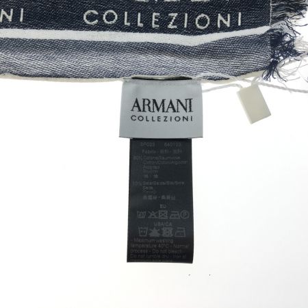  ARMANI COLLEZIONI メンズ ストール コットン シルク混 タグ付き ブルー