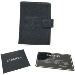 ▼▼ CHANEL シャネル メモカバー ノートカバー キャビアスキン ブラック Aランク