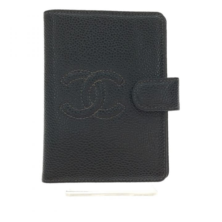 CHANEL ブラックレザー メモ帳カバー　おまけ付き！ CHANEL シャネル メモカバー ノートカバー キャビアスキン ブラック